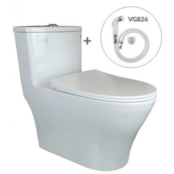 Bồn cầu 1 khối nắp êm kèm vòi xịt vệ sinh VIGLACERA V36_VG826