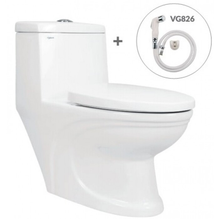 Bồn cầu 1 khối nắp êm xả xoáy kèm vòi xịt vệ sinh VIGLACERA V39M_V39_VG826