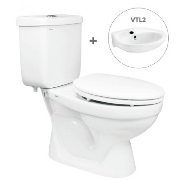 Bồn cầu 2 khối nắp êm kèm lavabo VIGLACERA VT18M_VTL2