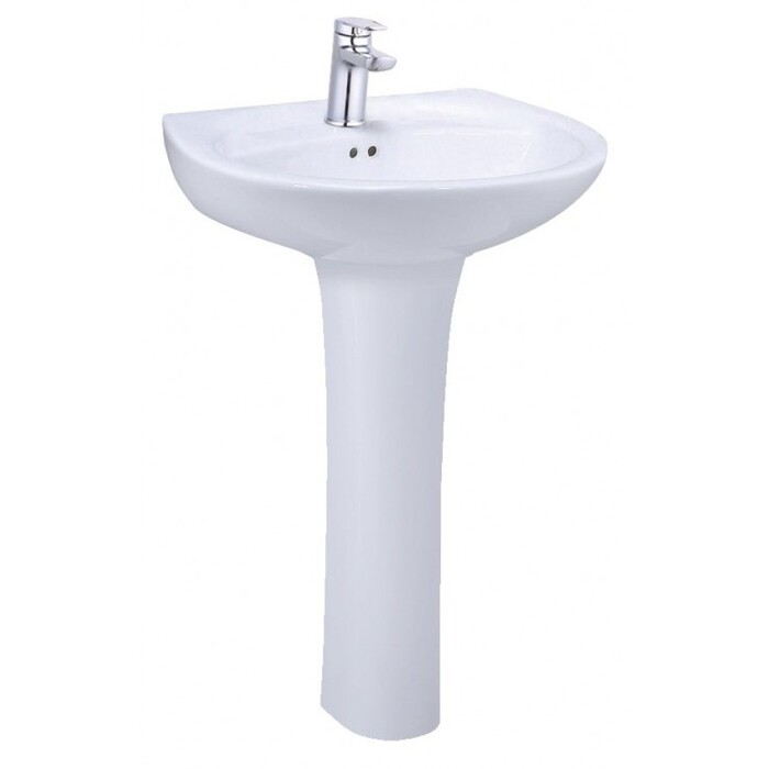 Chậu lavabo treo tường kèm chân dài Caesar L2220_P2445