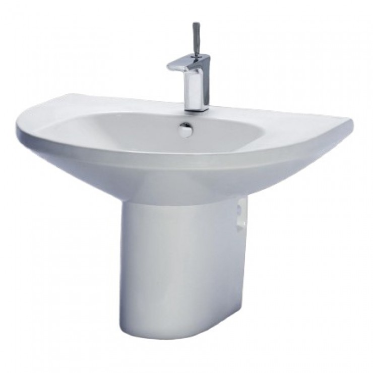 Chậu lavabo treo tường kèm chân ngắn Caesar LF2270_PF2470