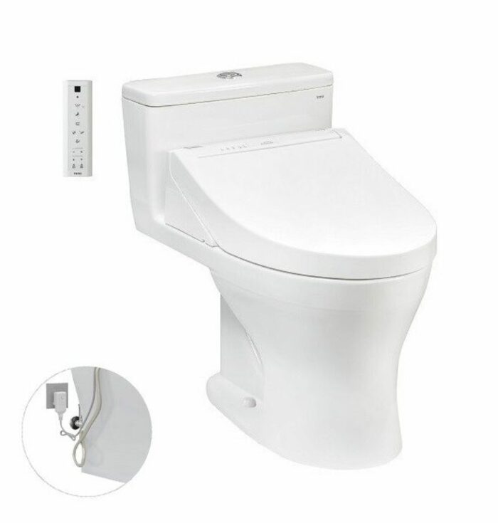 Bồn cầu 1 khối điện tử TOTO MS855DW14 nắp rửa washlet TCF24410AAA