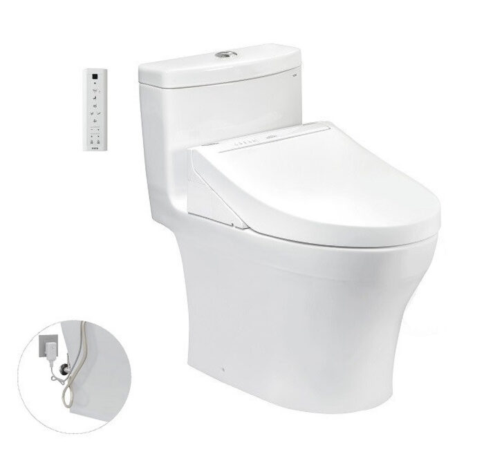 Bồn cầu 1 khối điện tử TOTO MS889DRW14 nắp rửa washlet TCF24410AAA