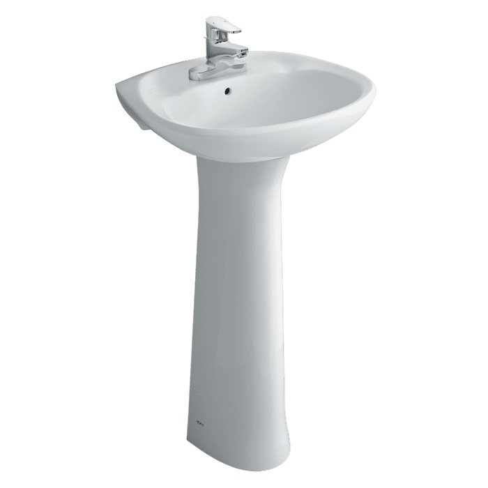 Chậu lavabo treo tường kèm chân dài INAX L-284VFC+L-284VD