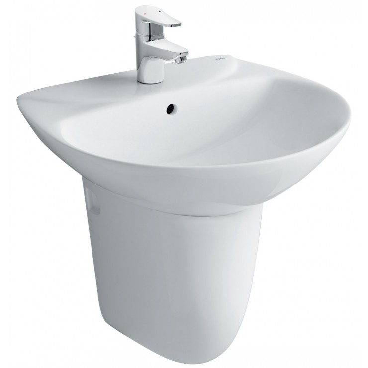 Chậu lavabo treo tường kèm chân ngắn INAX L-285VFC+L-288VC