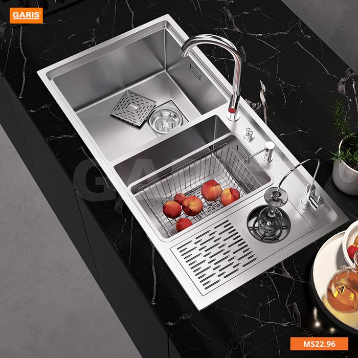 Chậu rửa chén inox tích hợp máy rửa ly dòng Megkel Garis MS22.96