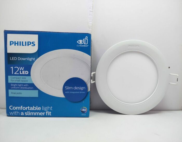 Đèn LED downlight tròn âm trần 12W kích thước lỗ cắt 125mm ánh sáng vàng Philips 59522 MARCASITE 12W D125-3000K