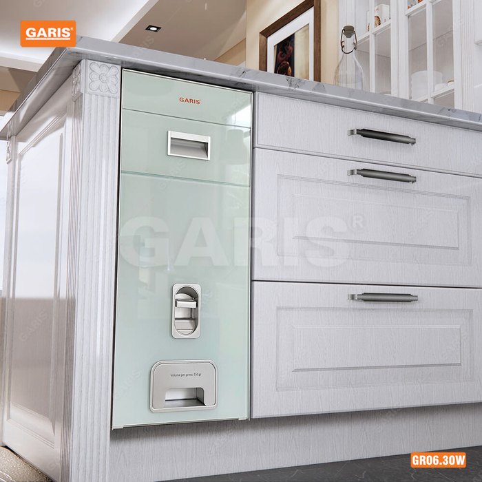 Thùng gạo 15kg mặt kính trắng Garis GR06.30W