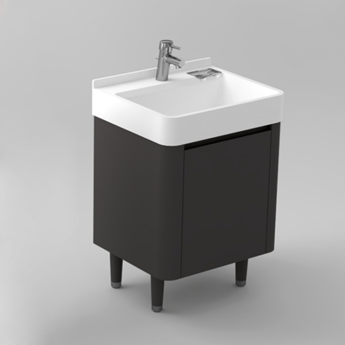 Tủ lavabo nhập Hàn Quốc Polystyrene chống tia UV màu trắng, chậu lavabo đá nhân tạo Corian của Mỹ gia công tại Việt Nam Saturn SWL 0083B-CLW