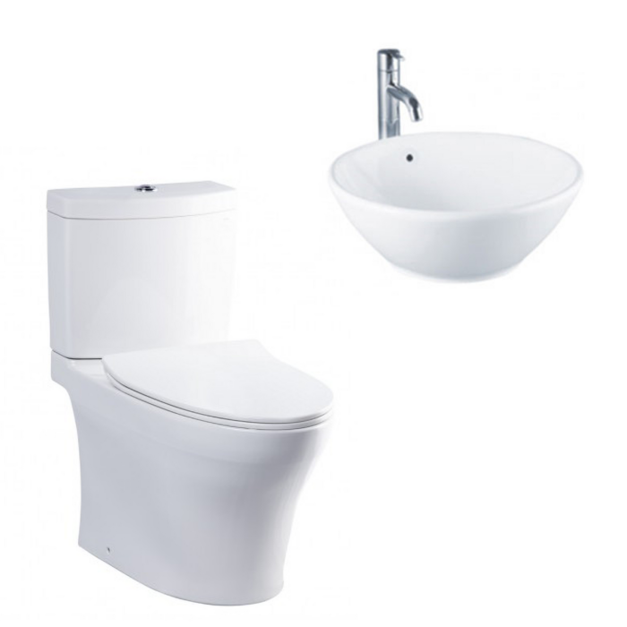 Combo bao gồm: Bồn cầu 2 khối TOTO CS769DRT8 và  chậu lavabo đặt bàn TOTO LT523S  Combo5C