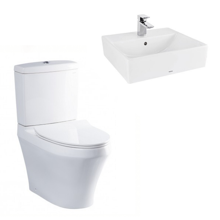 Combo siêu khuyến mãi 3: mua bồn cầu 2 khối TOTO CS948DT8 tặng: lavabo đặt bàn TOTO LT710CTRM.  ComboSKM3