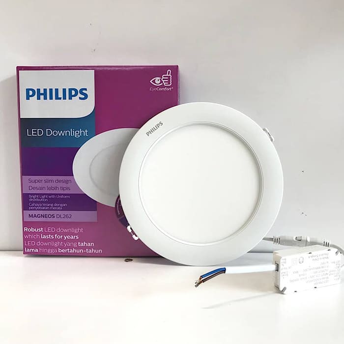 Đèn LED downlight tròn siêu mỏng âm trần 12W kích thước lỗ cắt 150mm ánh sáng trung tính Philips DL262 12W D150 W HV SNI 02-4000K