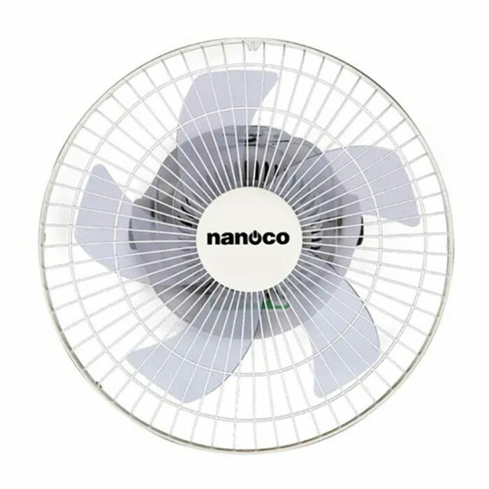 Quạt đảo 5 cánh 40cm, điều khiển hộp số, màu xám trắng, Nanoco NOF1609