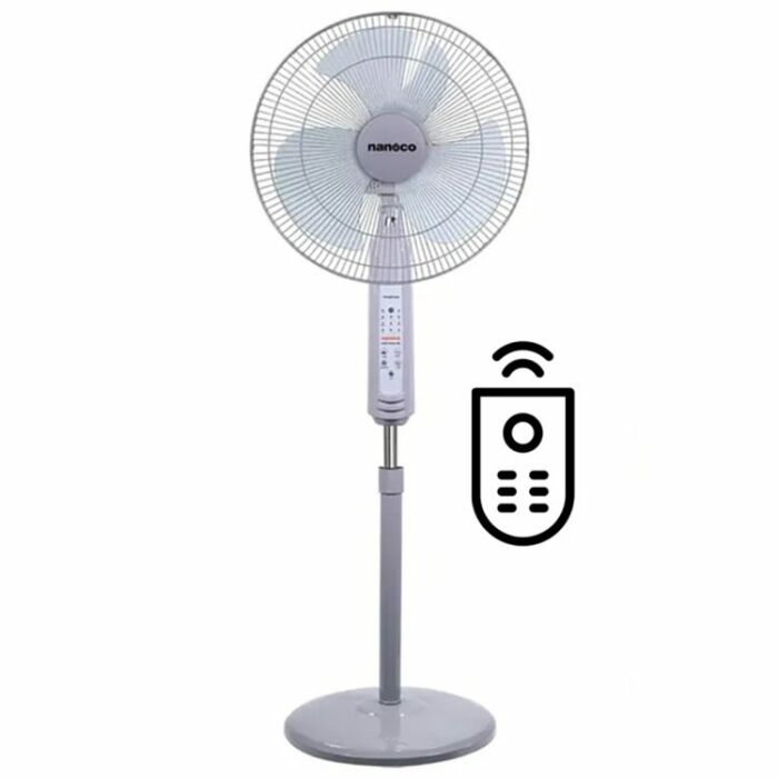 Quạt đứng 3 cánh 40cm, điều khiển remote, màu xám, Nanoco NSF1602G-RC