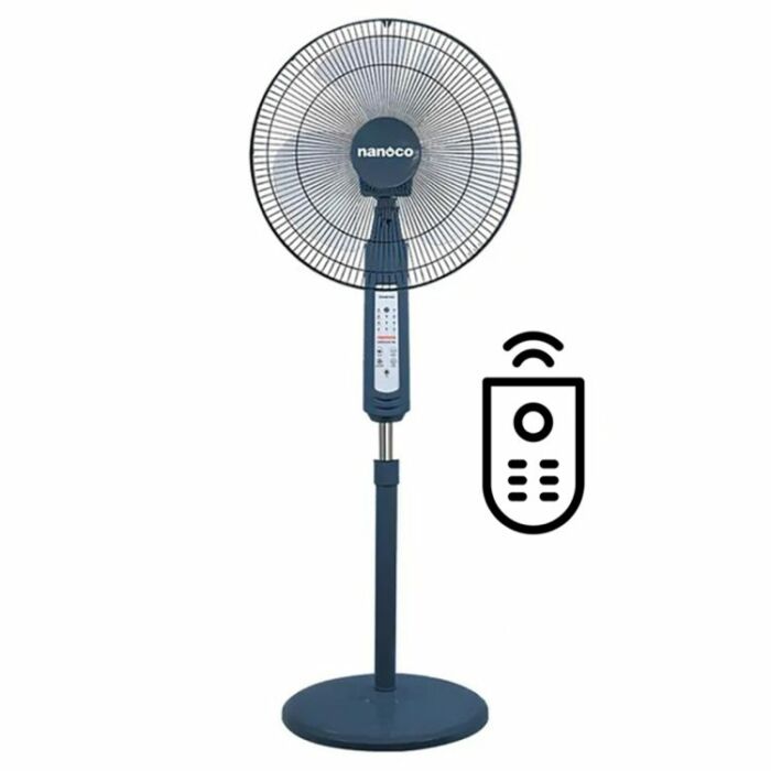 Quạt đứng 3 cánh 40cm, điều khiển remote, màu xanh, Nanoco NSF1602G-RCB