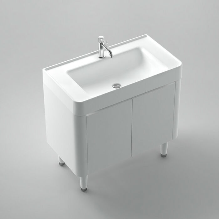 Tủ lavabo nhập Hàn Quốc Polystyrene chống tia UV màu đen, chậu lavabo đá nhân tạo Corian của Mỹ gia công tại Việt Nam Saturn SWL 0092B-CLB